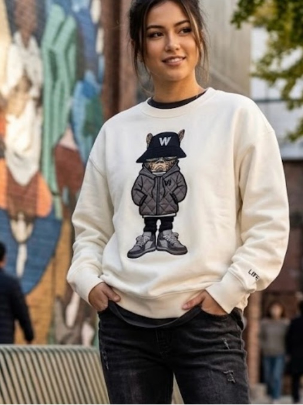 Life work  Cream Crewneck Sweatshirt - Casual sweater